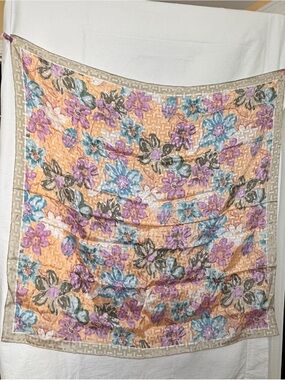 Vintage Liz Claiborne 100% Silk Floral Scarf 30” x 30” Made in Japan